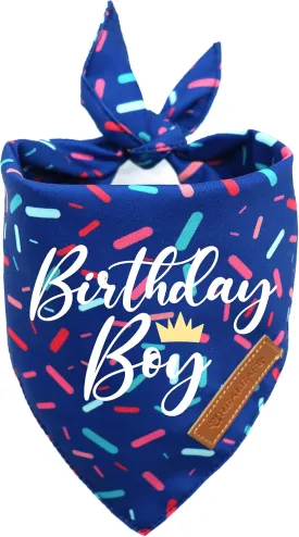 Realeaf Birthday Boy Dog Bandana, Dog Birthday Party Supplies,Premium Durable Fabric, Bandana for Large and XLarge Dogs (Blue, X-Large)