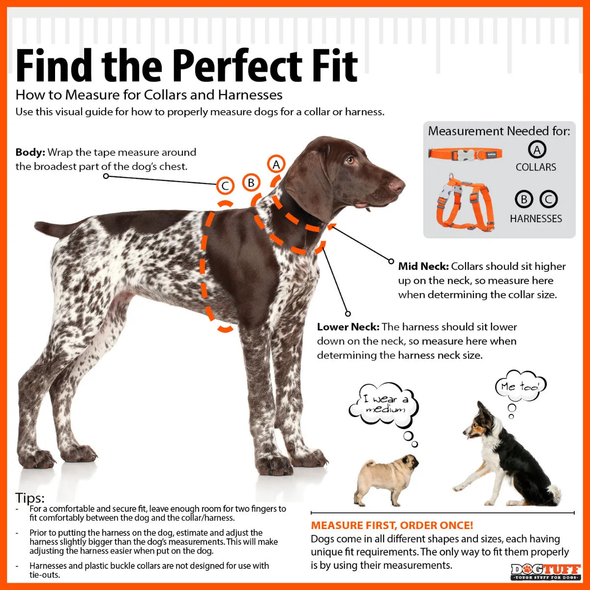 Reflective Ziggy Orange Dog Collar