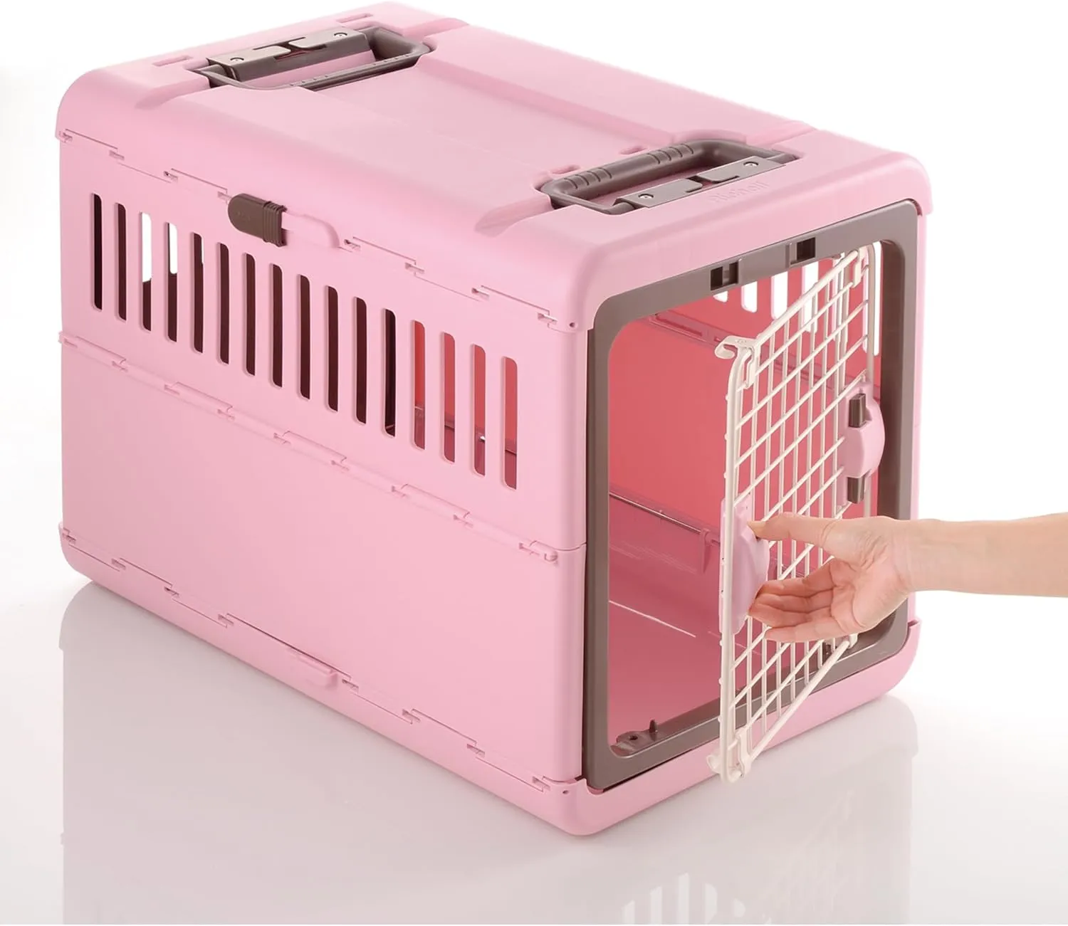 Richell USA - Foldable Pet Carrier Medium (80050) (Soft Pink and Brown)