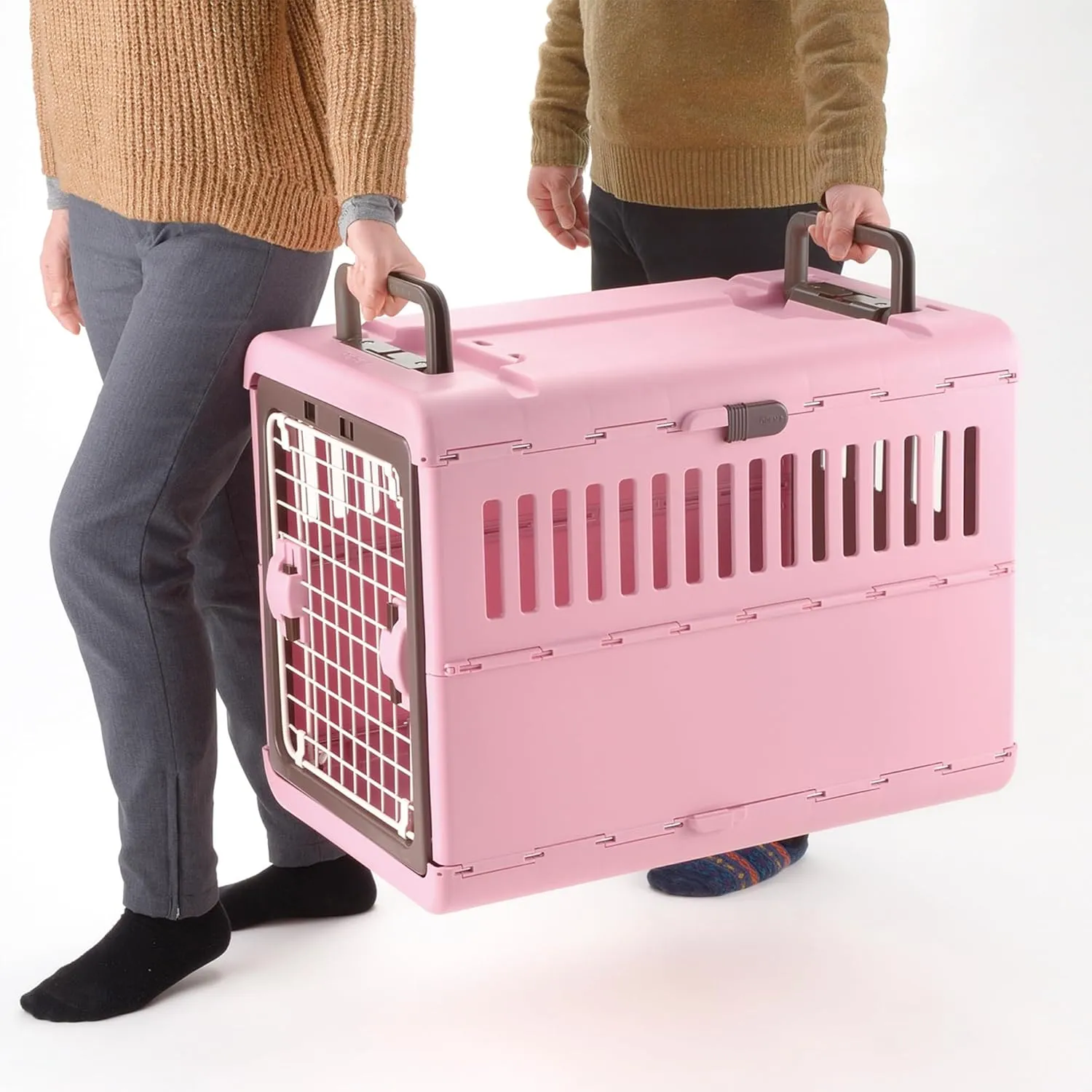 Richell USA - Foldable Pet Carrier Medium (80050) (Soft Pink and Brown)