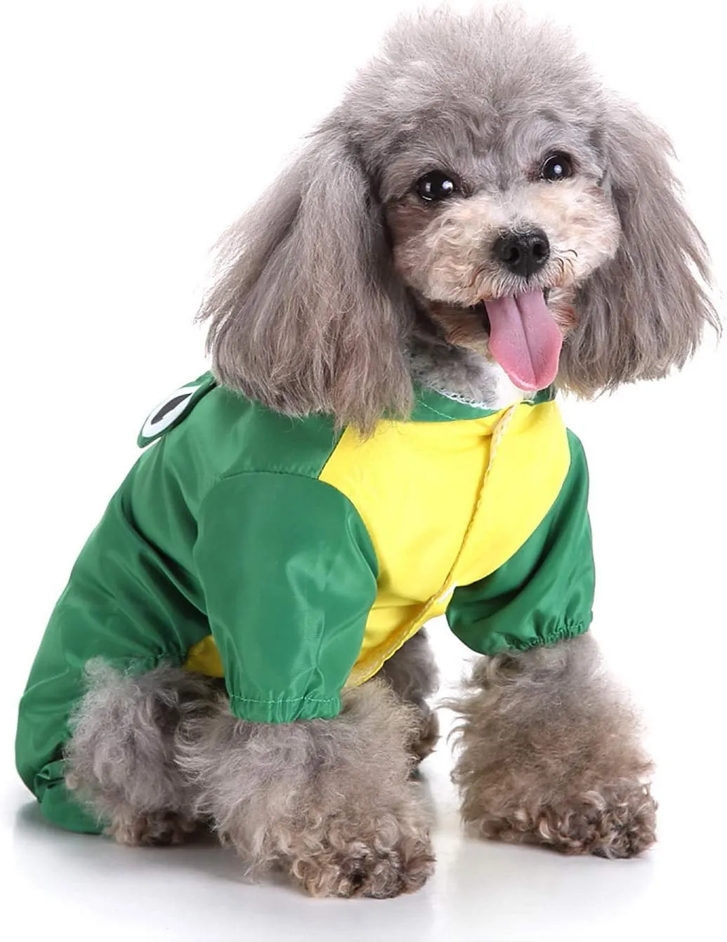SELMAI Dog Raincoat with Hoodies Soft Mesh Elastic Band Four Legs Jumpsuit Outfits for Puppy Pet Cat Apparel Waterproof Rain Jacket Lightweight Outdoor Summer Rain Days Cold Weather Proof Green XS