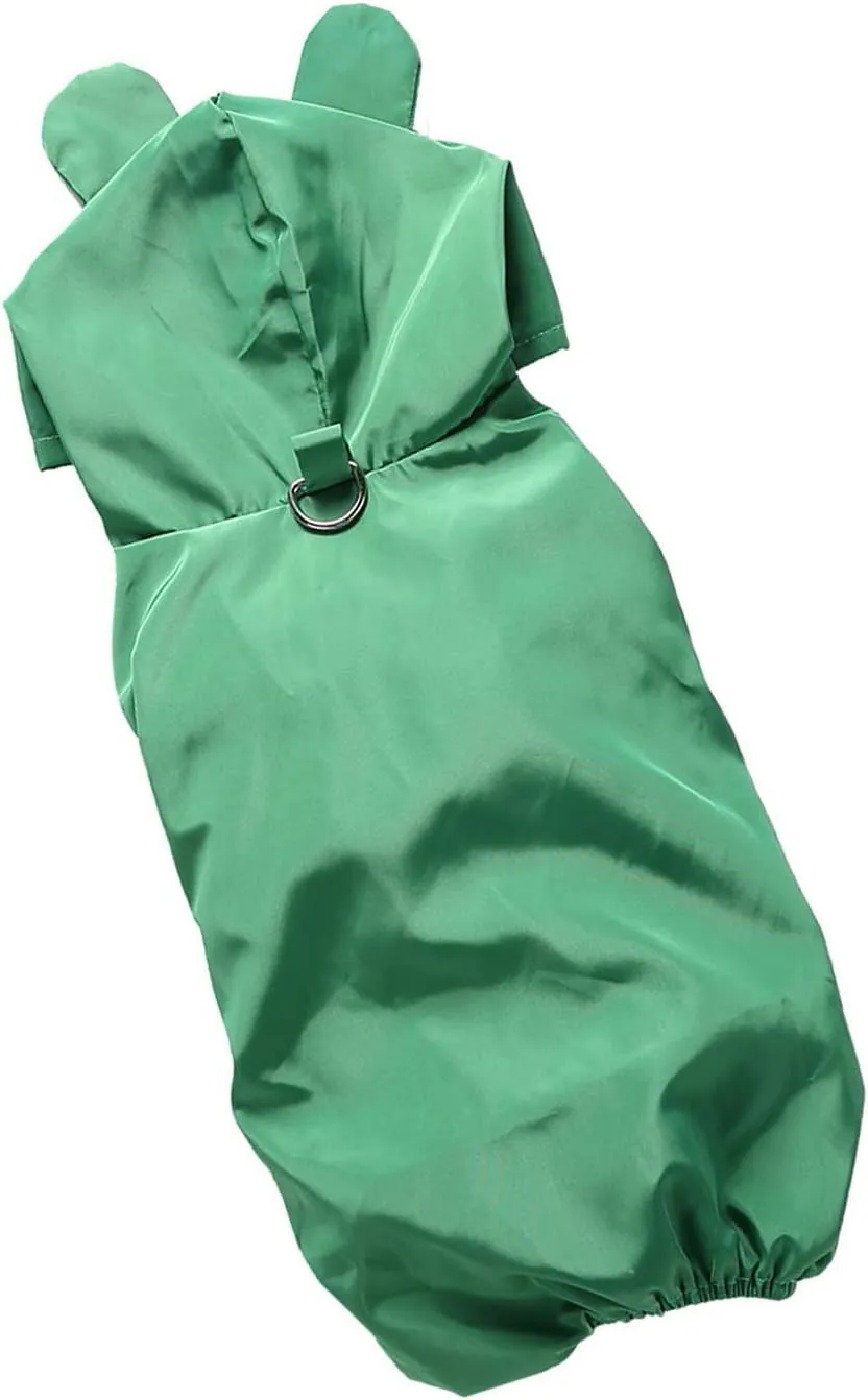 SELMAI Dog Raincoat with Hoodies Soft Mesh Elastic Band Four Legs Jumpsuit Outfits for Puppy Pet Cat Apparel Waterproof Rain Jacket Lightweight Outdoor Summer Rain Days Cold Weather Proof Green XS