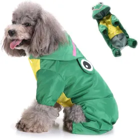 SELMAI Dog Raincoat with Hoodies Soft Mesh Elastic Band Four Legs Jumpsuit Outfits for Puppy Pet Cat Apparel Waterproof Rain Jacket Lightweight Outdoor Summer Rain Days Cold Weather Proof Green XS