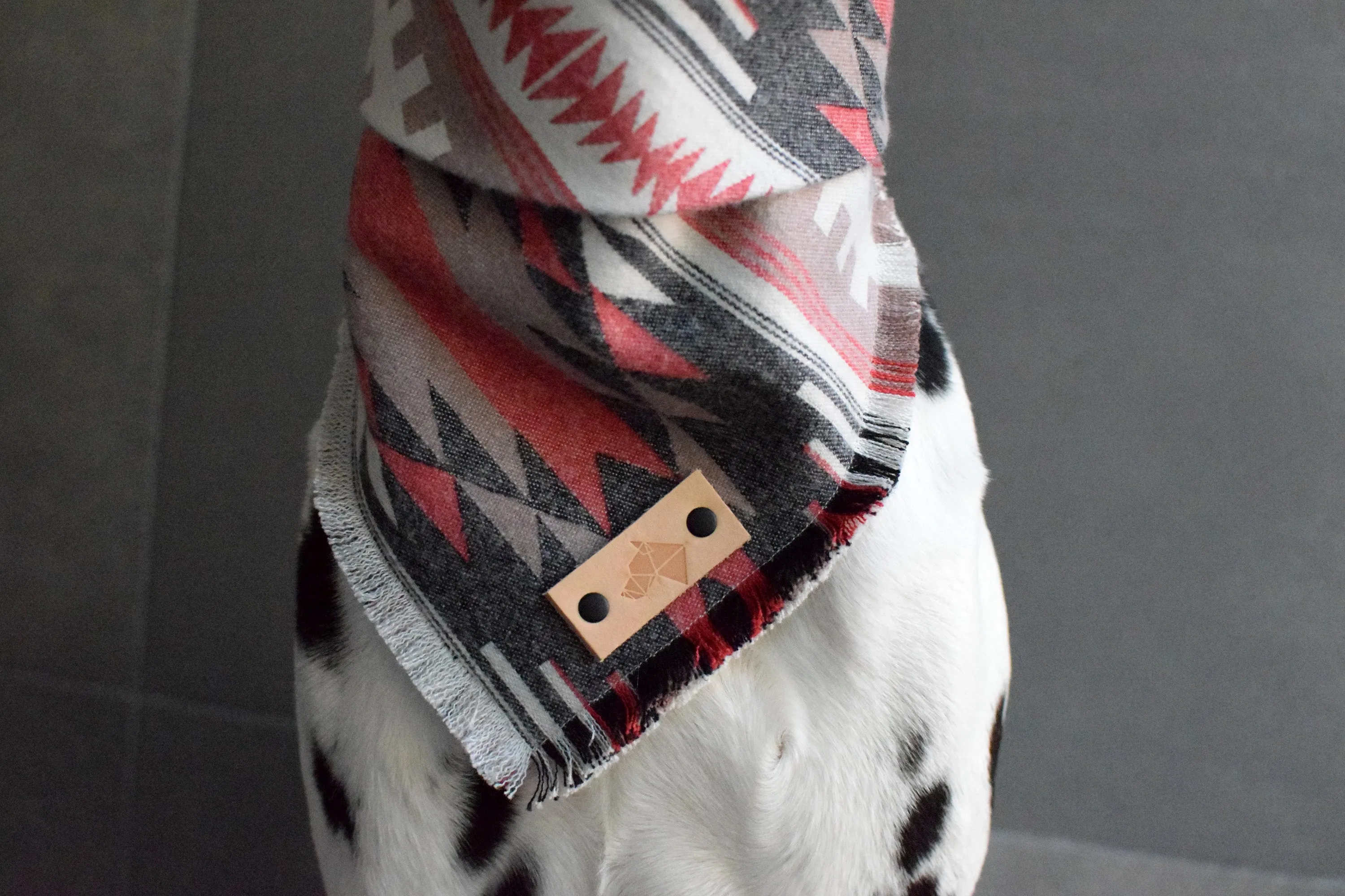 SHALE Luxe Fringed Flannel Dog Bandana - Snap/Tie On Cotton Scarf