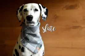 SLATE Fringed Flannel Dog Bandana - Snap/Tie On Cotton Scarf