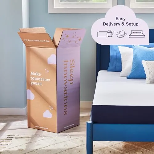 Sleep Innovations Marley 10 Inch Cooling Gel Memory Foam Mattress, Queen Size, Bed in a Box, Medium Firm Support