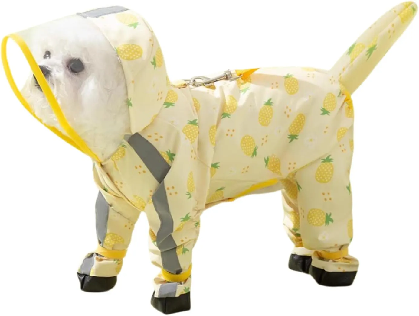 Small Dog Raincoat, Tail Protect Feet Cover Waterproof Dog Rain Jacket Dog Rain Coat for Puppy Small Dogs(Pineapple,L)