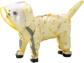 Small Dog Raincoat, Tail Protect Feet Cover Waterproof Dog Rain Jacket Dog Rain Coat for Puppy Small Dogs(Pineapple,L)