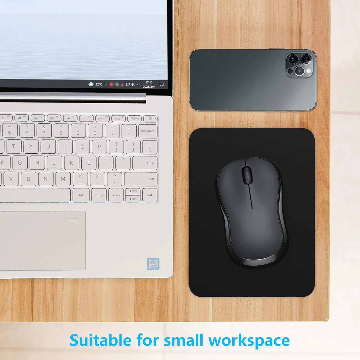 Small Mouse Pad 6 X 8 Inch with Non-Slip Rubber Base, Waterproof Mouse Mat, Mini Mouse Pad for Women Kids Men Wireless Mouse Laptops Keyboard Tray Home Office Travel, Jet Black
