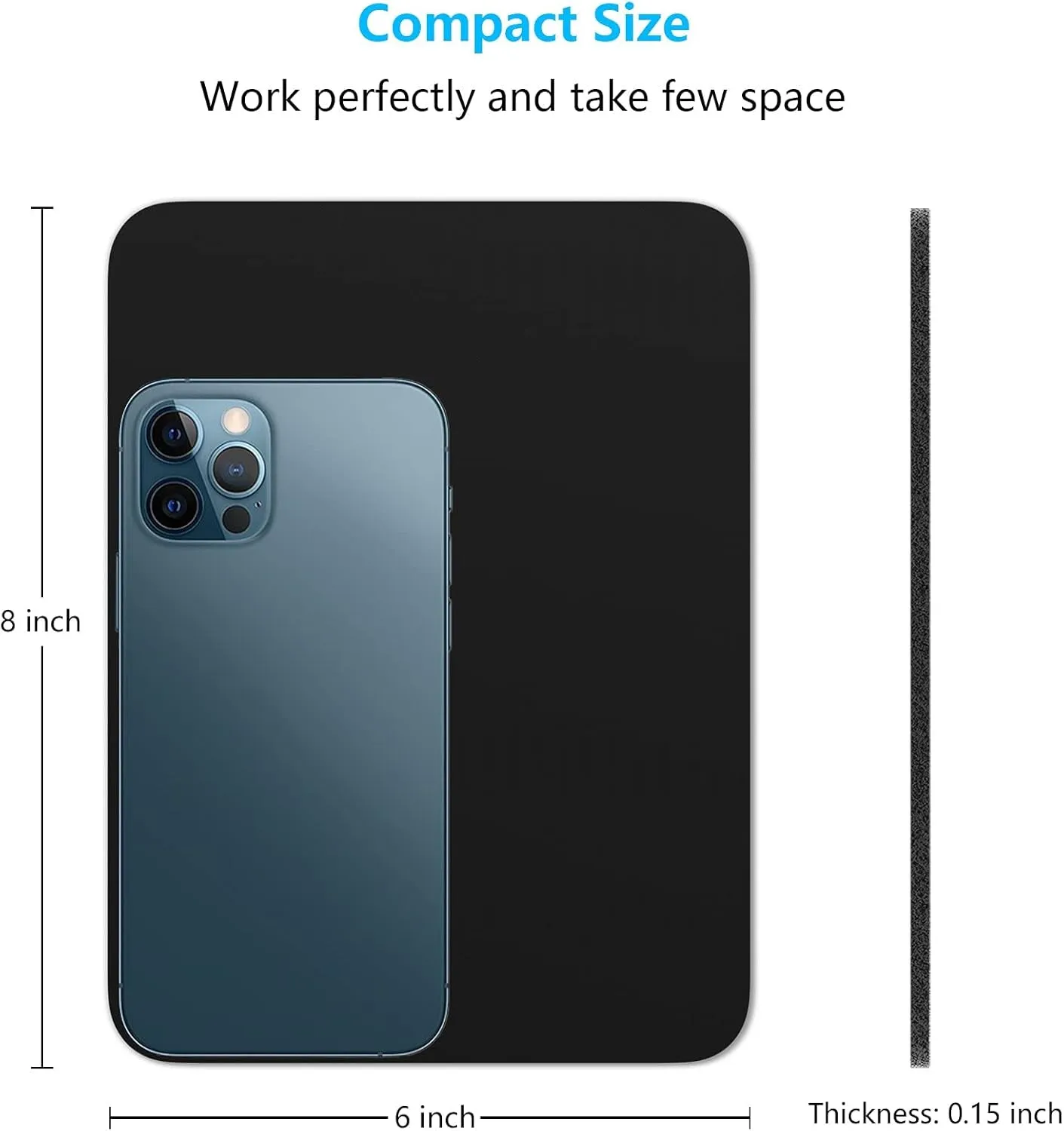 Small Mouse Pad 6 X 8 Inch with Non-Slip Rubber Base, Waterproof Mouse Mat, Mini Mouse Pad for Women Kids Men Wireless Mouse Laptops Keyboard Tray Home Office Travel, Jet Black