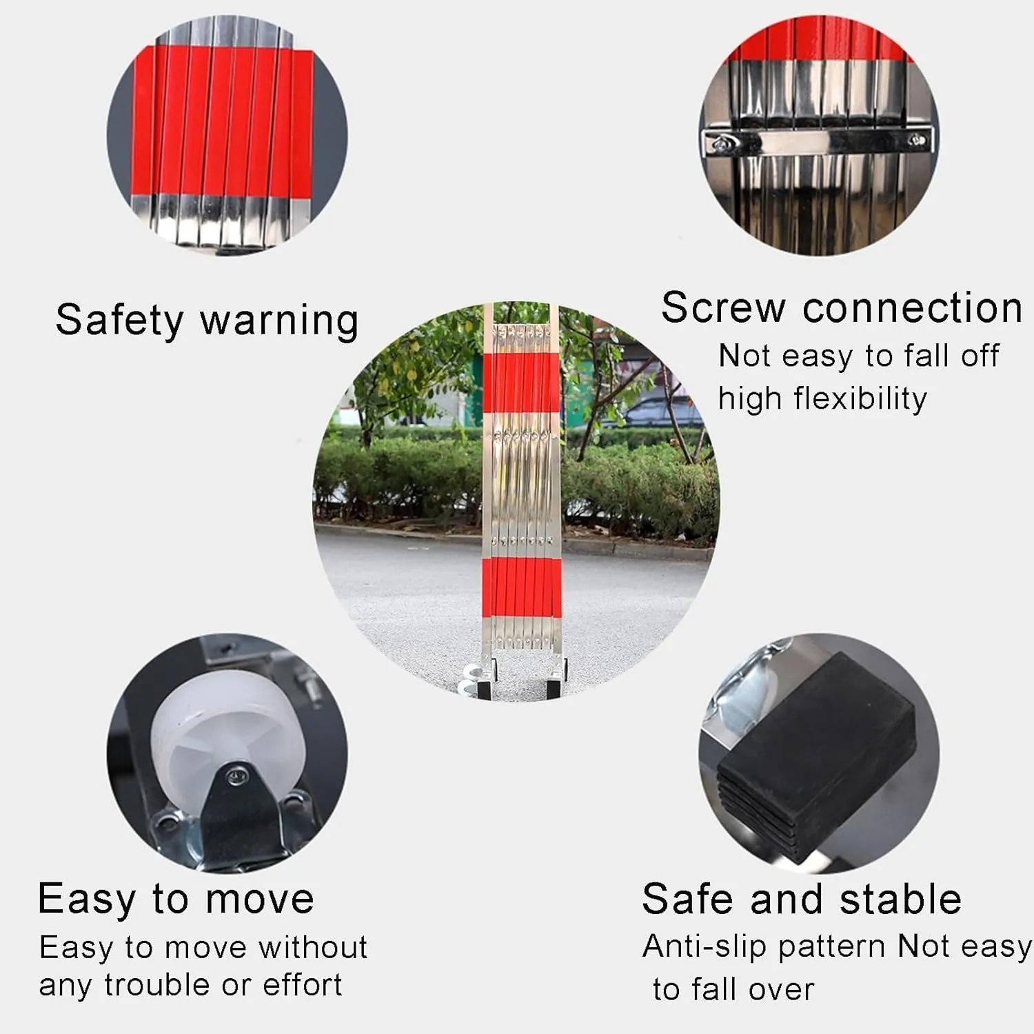 Stainless Steel Telescopic Guardrail, Mobile Safety Guardrail Door, Retractable Traffic Fence, Adjustable Pet Fence Door, Suitable for Garages, Schools and Shopping Malls (Size : L400cm/13.