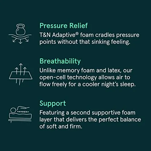 Tuft & Needle - Legacy Original Queen Mattress, Medium-Firm Feel, Cooling, Pressure Relief, CertiPUR-US, 100-Night Trial