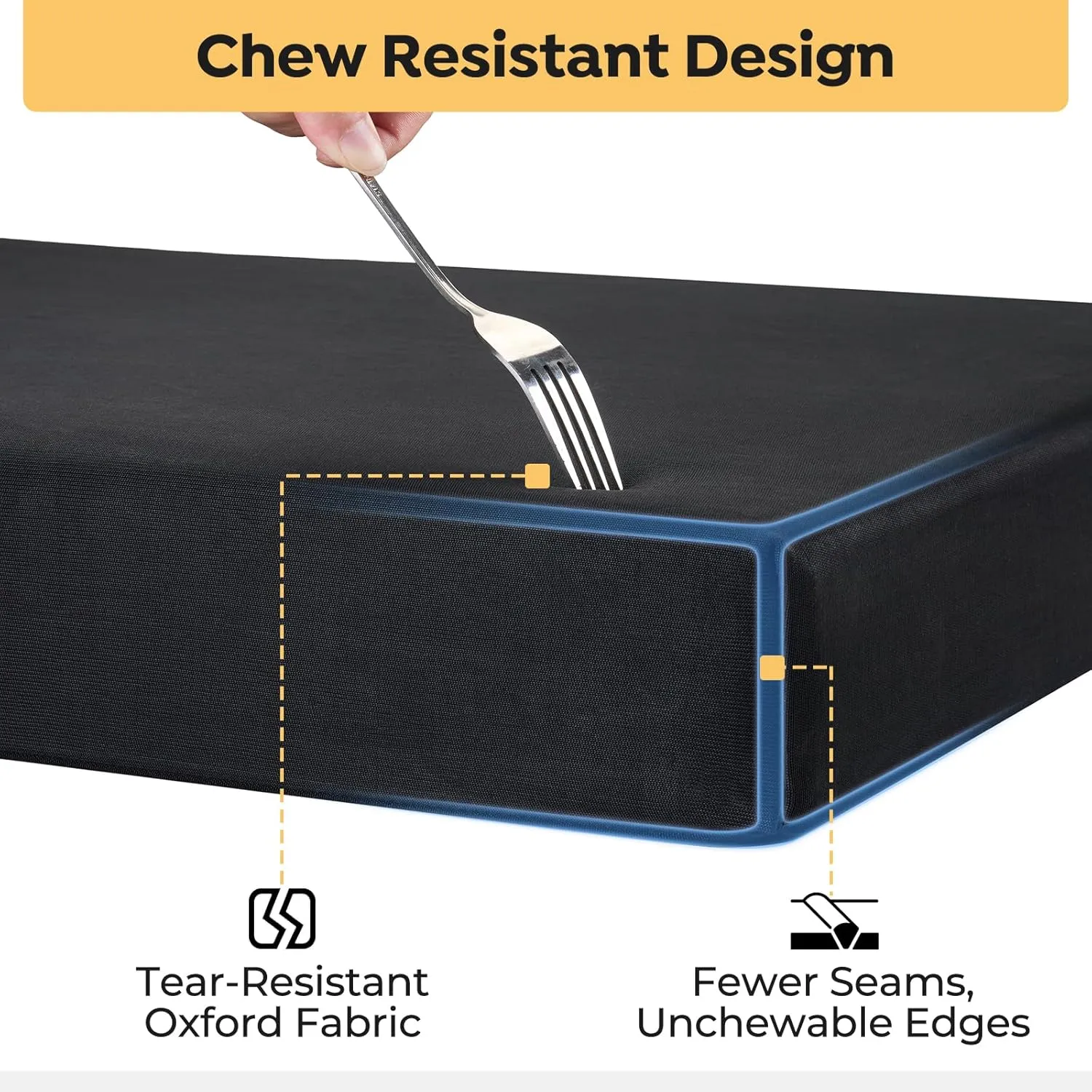 Veehoo Indestructible Dog Bed, 2025 Upgraded Chew Proof Dog Bed for Crate, Durable Chew Resistant XXL Pet Bed with Hidden Zipper, Waterproof Inner Liner, Removable Washable Cover