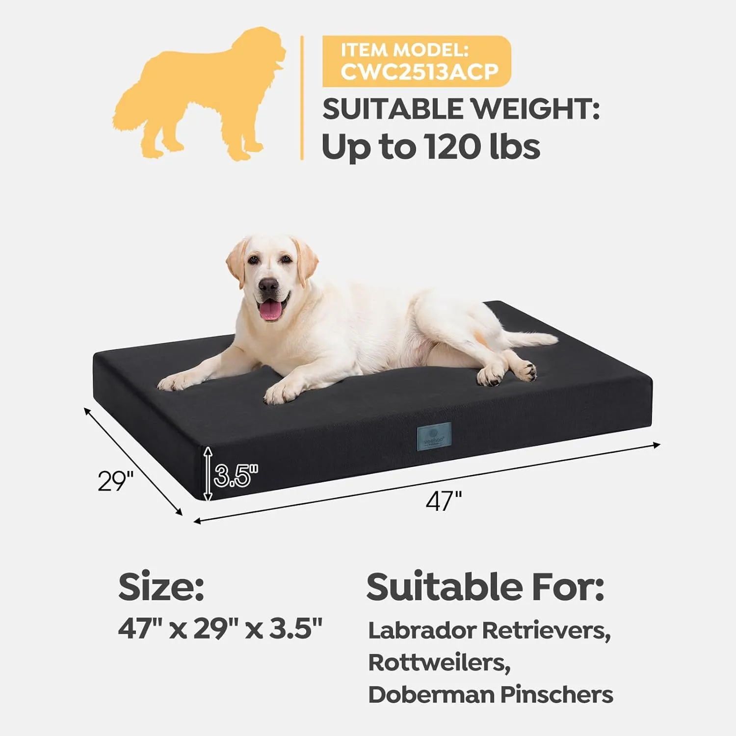 Veehoo Indestructible Dog Bed, 2025 Upgraded Chew Proof Dog Bed for Crate, Durable Chew Resistant XXL Pet Bed with Hidden Zipper, Waterproof Inner Liner, Removable Washable Cover