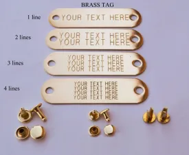 WARNER BRAND BRASS (GOLD) TAG FOR DOG COLLARS WITH 3-SETS OF RIVETS PET ID TAG PLATE, ID TAG