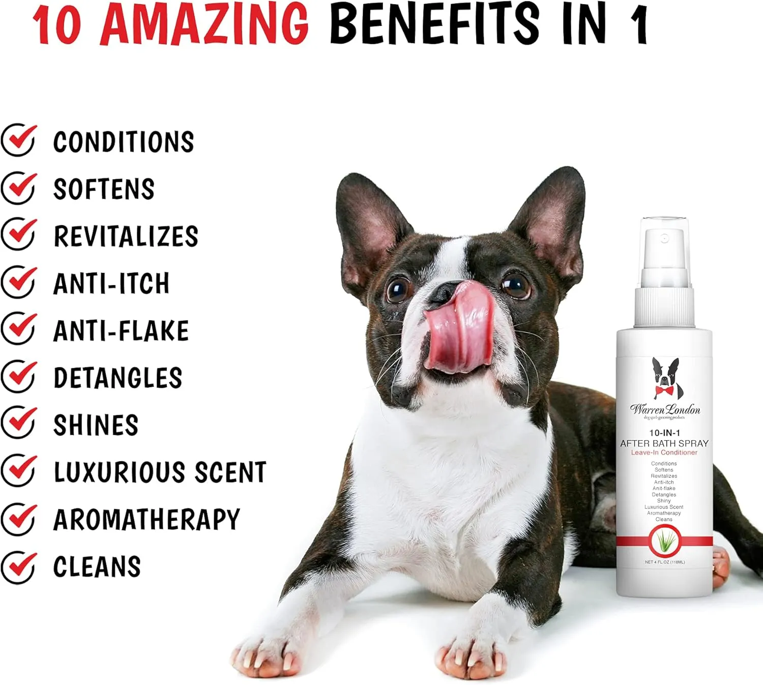 Warren London 10-in-1 Dog Spray & Rake Brush Combo | Detangles, Softens & Reduces Shedding | 16oz After Bath Spray   Dematting Rake | $40 Value  Now $29.99