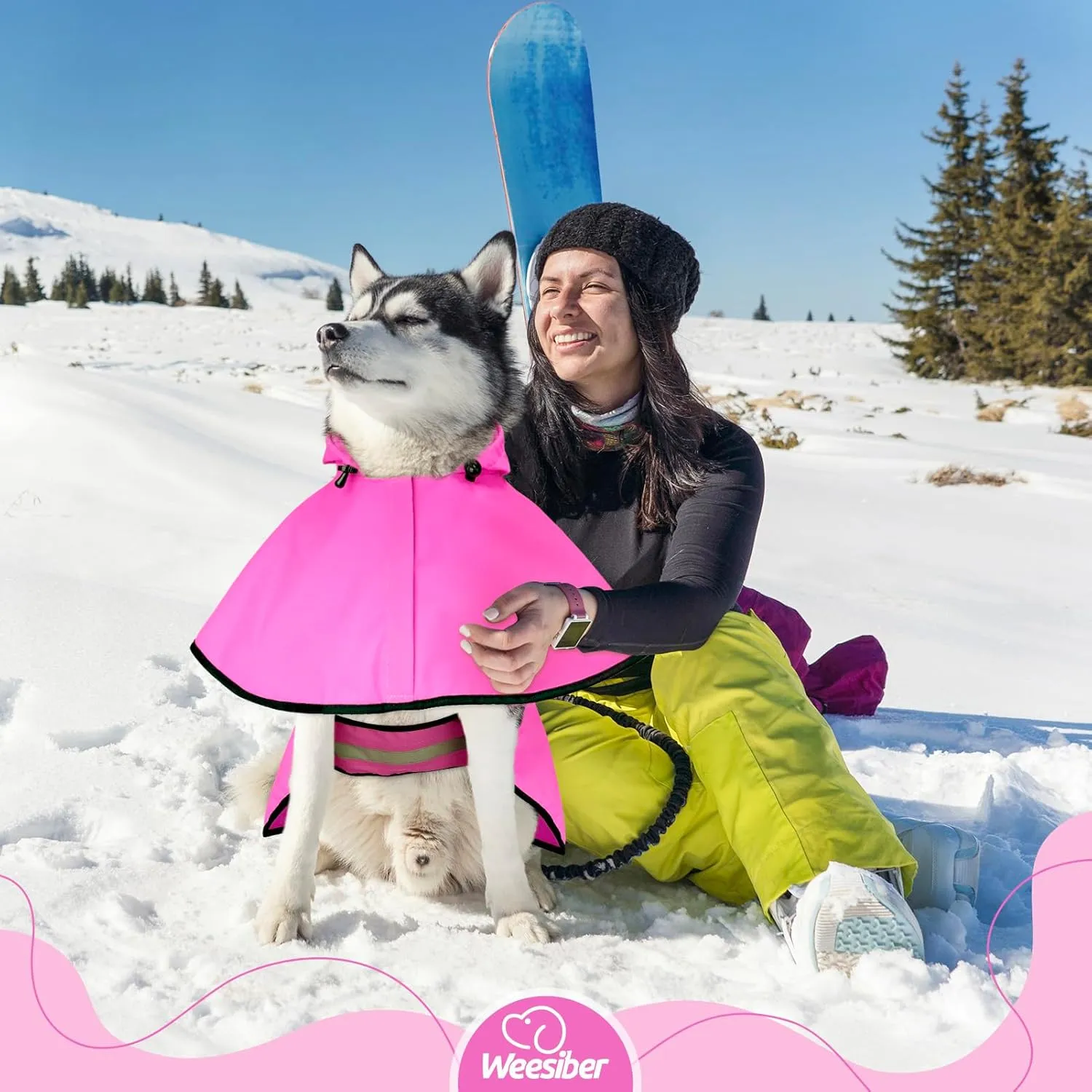 Weesiber Dog Raincoat, Waterproof Dog Rain Jacket with Leash Hole, Lightweight Reflective Pet Rain Coar for Walking (XL, Pink)
