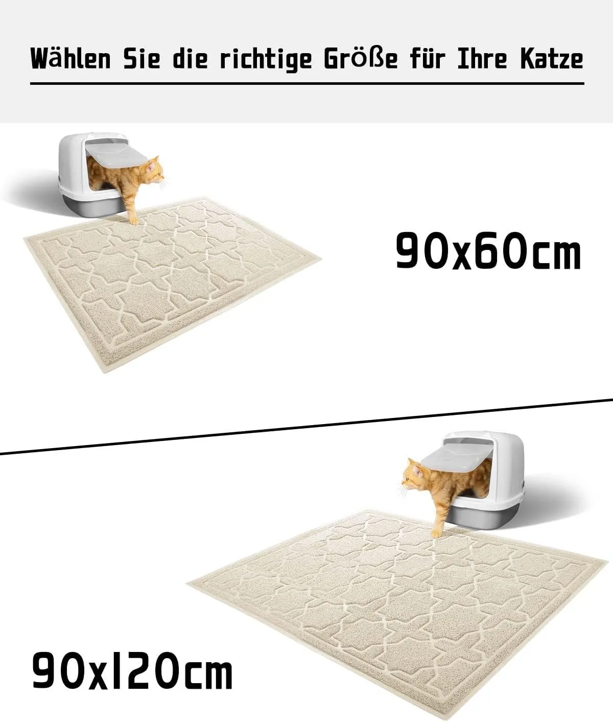 Yimobra Cat Litter Mat, 35.4"x23.6" Litter Box Mat with Litter Lock Mesh, Soft Cat Litter Mat Litter Trapping Mat, Easy to Clean, Non-Slip, Water Resistant, Litter Free Floors, Beige
